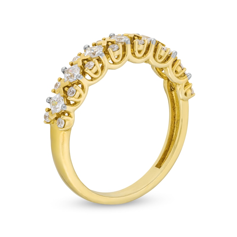 Main Image 3 of 1/2 CT. T.W. Princess-Cut and Round Diamond "X" Anniversary Band in 10K Gold
