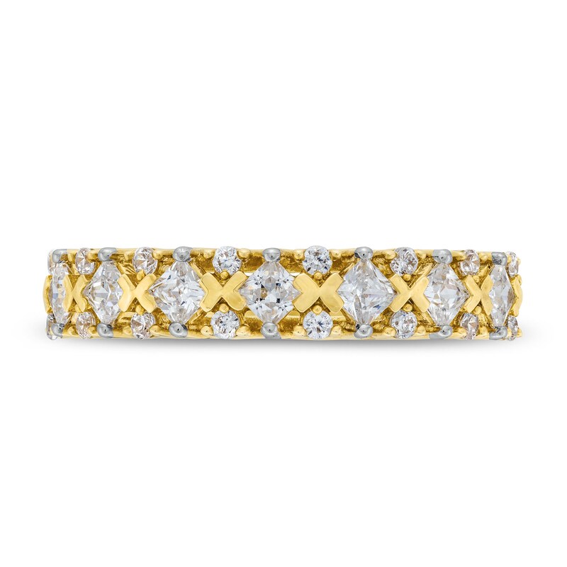 Main Image 4 of 1/2 CT. T.W. Princess-Cut and Round Diamond "X" Anniversary Band in 10K Gold