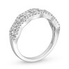 Thumbnail Image 3 of 1 CT. T.W. Baguette-Cut and Round Diamond Scallop Border Anniversary Band in 14K White Gold