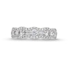 Thumbnail Image 4 of 1 CT. T.W. Baguette-Cut and Round Diamond Scallop Border Anniversary Band in 14K White Gold