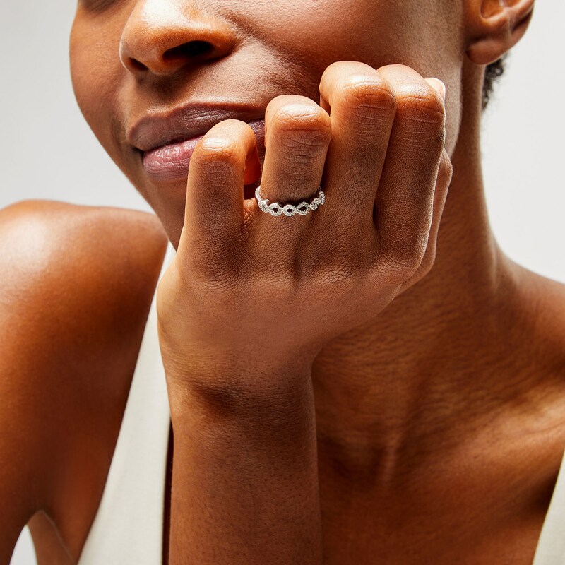 Main Image 2 of 1/5 CT. T.W. Diamond Triple Infinity Anniversary Band in 10K White Gold