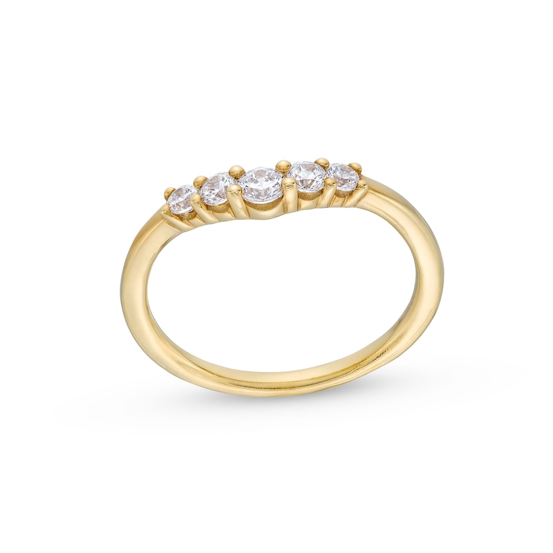 Main Image 1 of 1/3 CT. T.W. Diamond Graduated Five Stone Contour Anniversary Band in 14K Gold