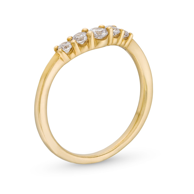 Main Image 3 of 1/3 CT. T.W. Diamond Graduated Five Stone Contour Anniversary Band in 14K Gold