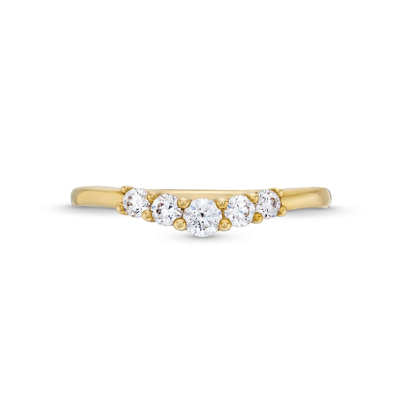 Main Image 4 of 1/3 CT. T.W. Diamond Graduated Five Stone Contour Anniversary Band in 14K Gold