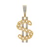 Thumbnail Image 1 of 1/6 CT. T.W. Diamond Curb Chain Dollar Sign Necklace Charm in 10K Gold