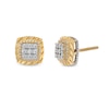 Thumbnail Image 1 of 1/2 CT. T.W. Multi-Diamond Ribbed Cushion Frame Stud Earrings in 10K Gold