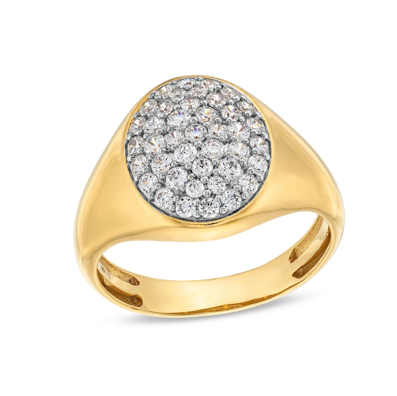 Main Image 1 of 1 CT. T.W. Oval-Shaped Multi-Diamond Signet Ring in 10K Gold