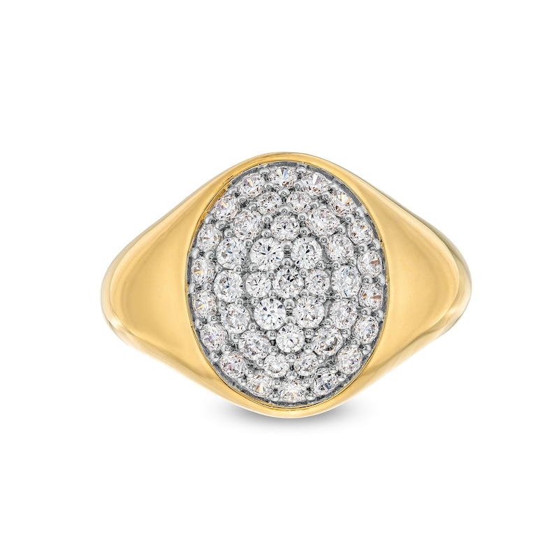 Main Image 3 of 1 CT. T.W. Oval-Shaped Multi-Diamond Signet Ring in 10K Gold
