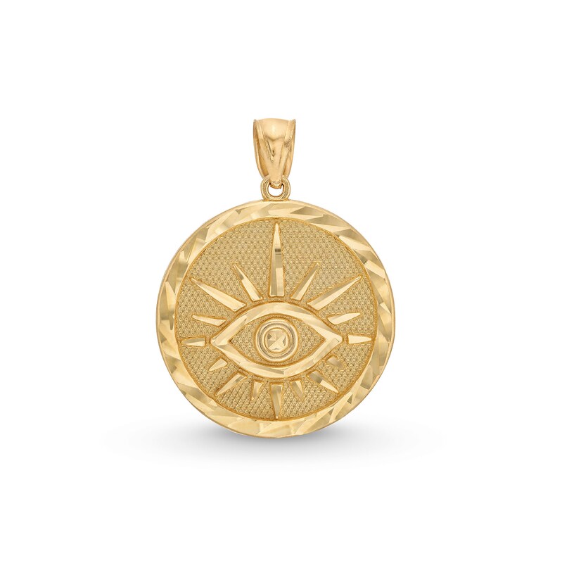 Main Image 1 of Diamond-Cut Evil Eye Necklace Charm in 10K Gold