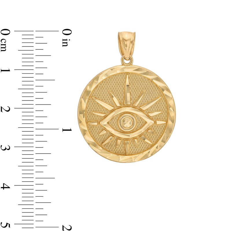 Main Image 2 of Diamond-Cut Evil Eye Necklace Charm in 10K Gold