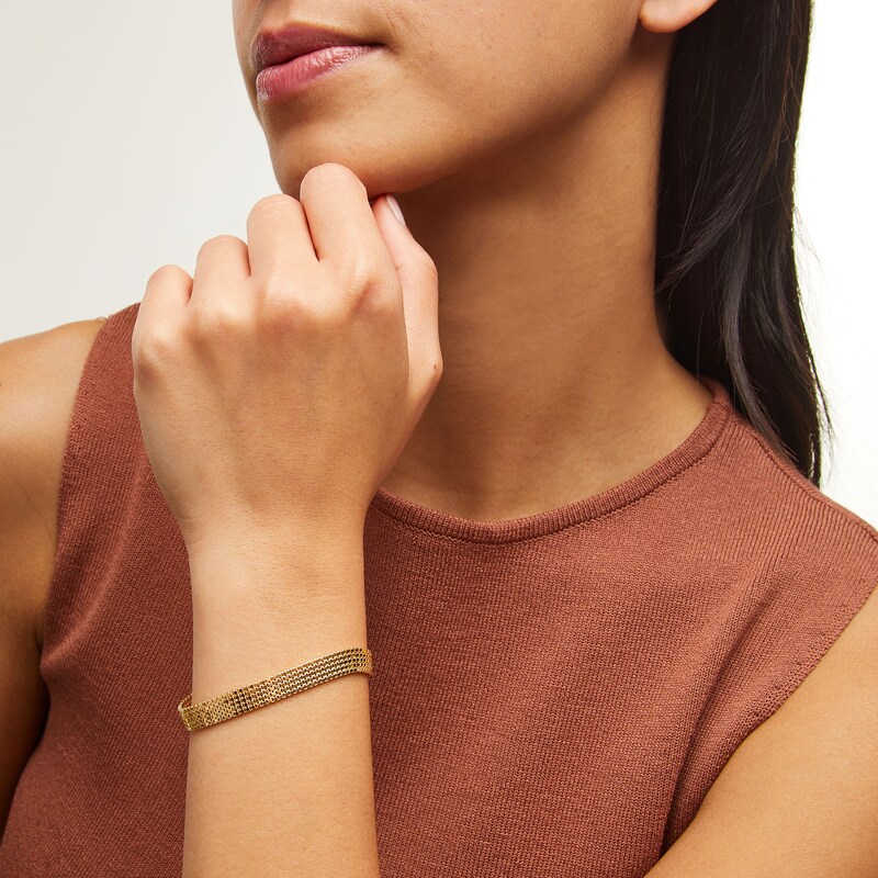 Main Image 2 of Semi-Solid 7.0mm Five-Row Box Chain Bracelet in 14K Gold - 7.5”