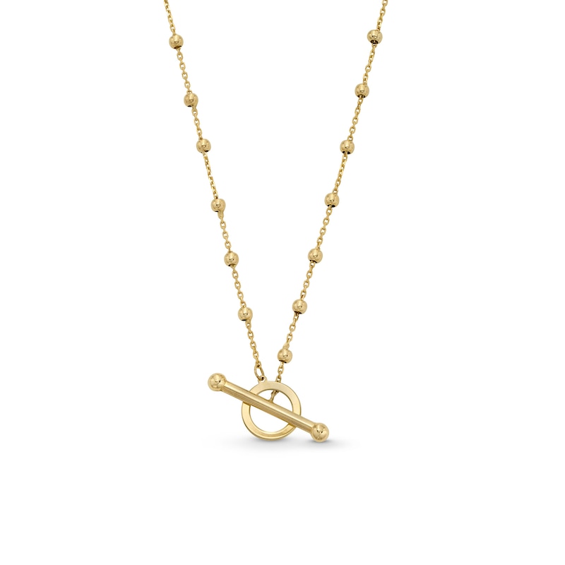 Main Image 1 of Solid Beaded Cable Chain Necklace in 10K Gold - 18”