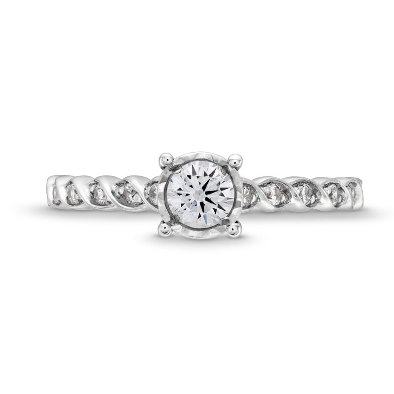 Main Image 4 of 1/2 CT. T.W. Diamond Twist Shank Engagement Ring in 14K White Gold