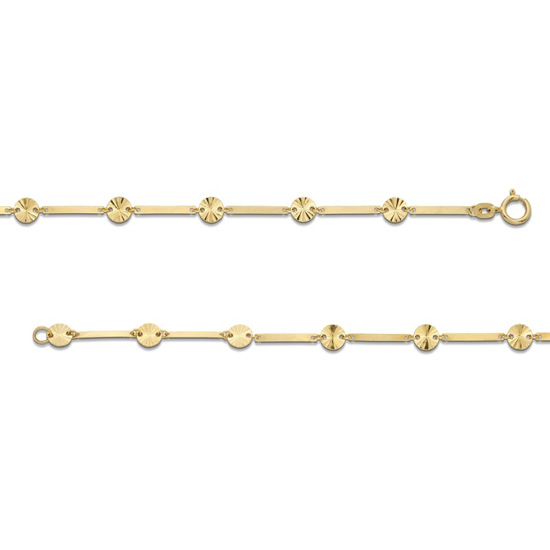 Main Image 3 of Solid Diamond-Cut Disc Station & Bar Link Necklace in 10K Gold - 18”