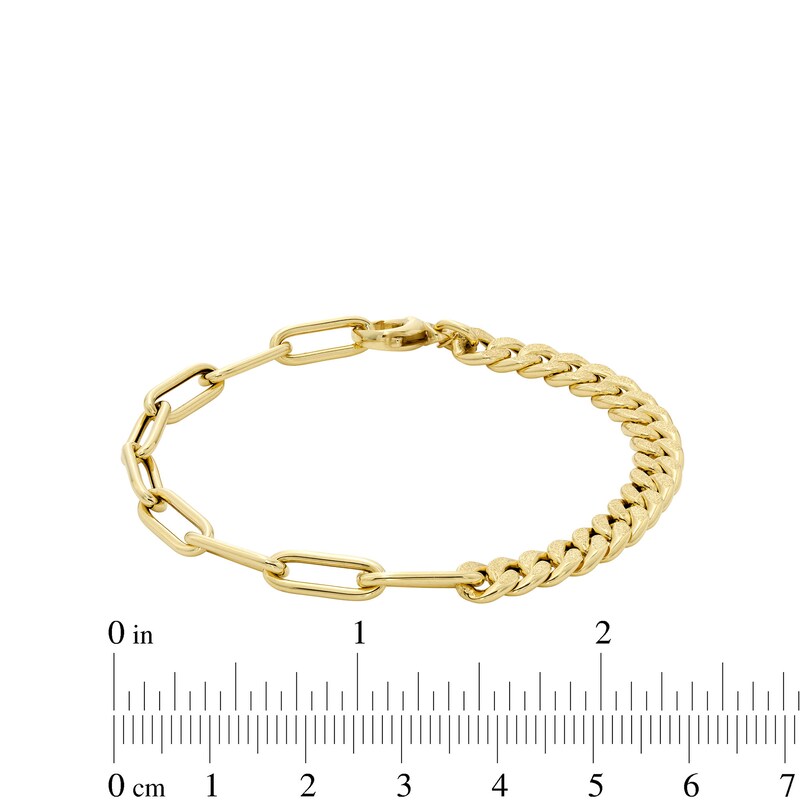 Main Image 5 of Semi-Solid 4.5mm Curb and Paper Clip Chain Bracelet in 14K Gold - 7.5”