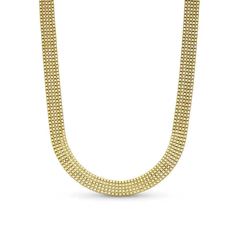 Main Image 1 of Semi-Solid 7.0mm Five-Row Box Chain Necklace in 14K Gold - 20”