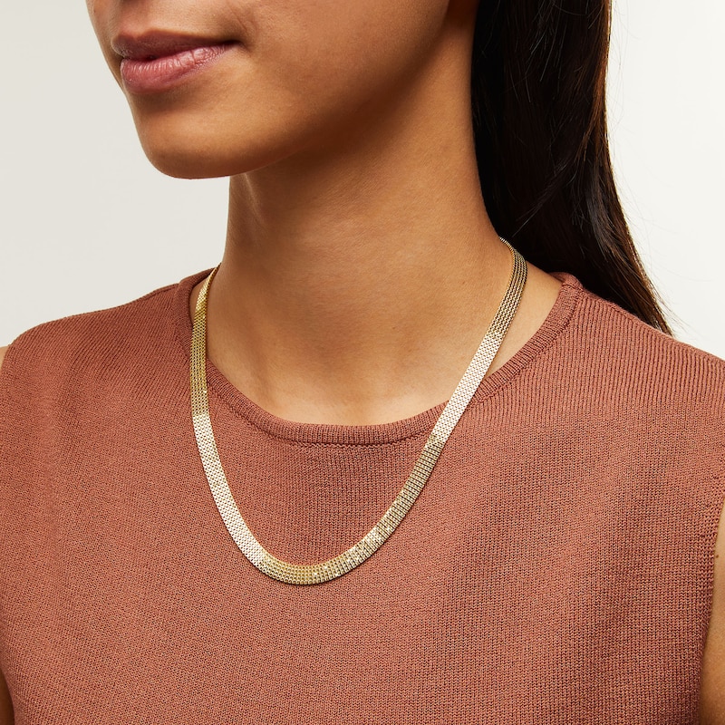 Main Image 2 of Semi-Solid 7.0mm Five-Row Box Chain Necklace in 14K Gold - 20”