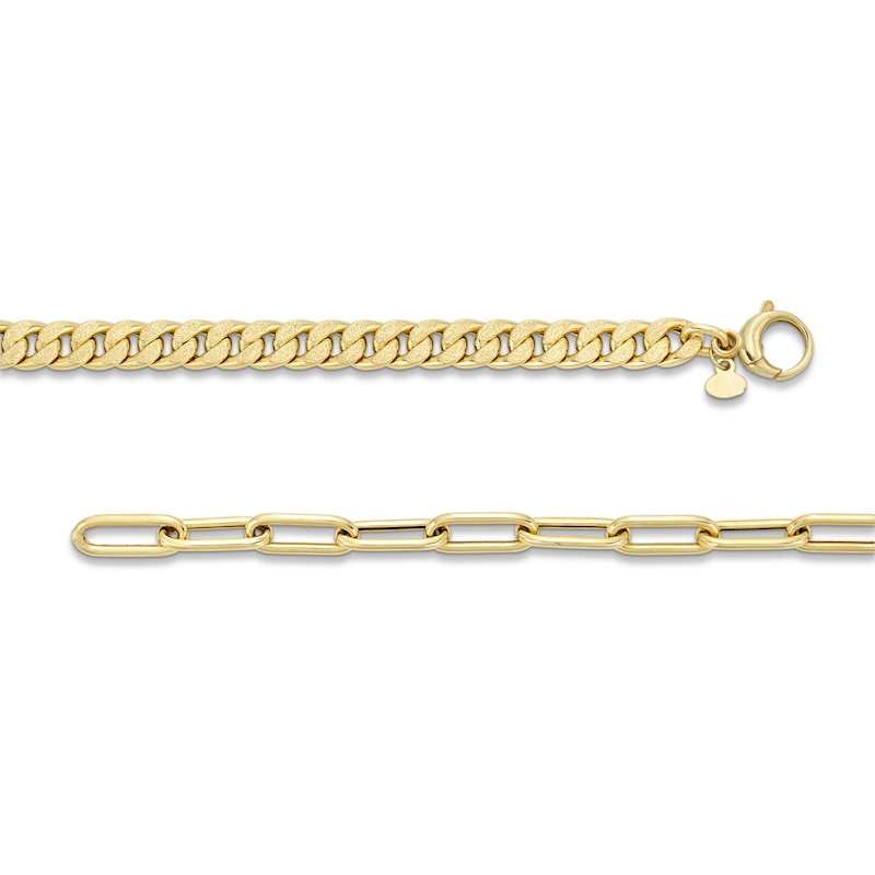 Main Image 3 of Semi-Solid 4.5mm Curb and Paper Clip Chain Necklace in 14K Gold - 18”