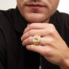 Thumbnail Image 2 of 1/5 CT. T.W. Diamond Lion Head Frame Triple Row Ribbed Shank Ring in 10K Gold