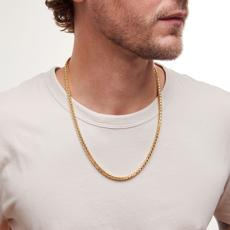 Main Image 2 of Semi-Solid 5.5mm Diamond-Cut Palmier Chain Necklace in 14K Gold - 24”