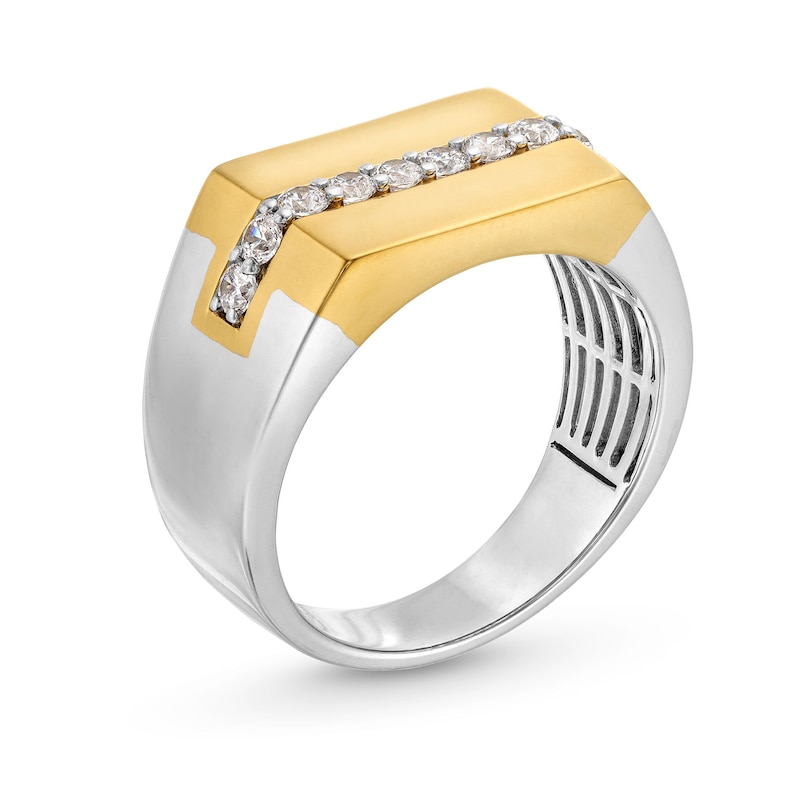 Main Image 2 of 1/2 CT. T.W. Diamond Center Rectangle-Top Ring in 10K Two-Tone Gold