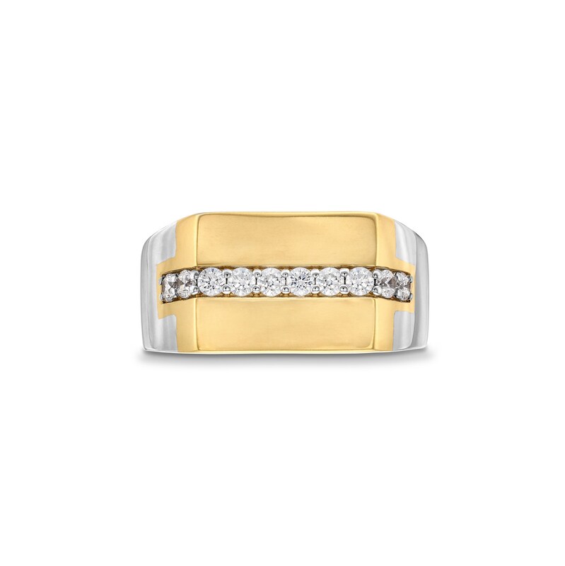 Main Image 3 of 1/2 CT. T.W. Diamond Center Rectangle-Top Ring in 10K Two-Tone Gold