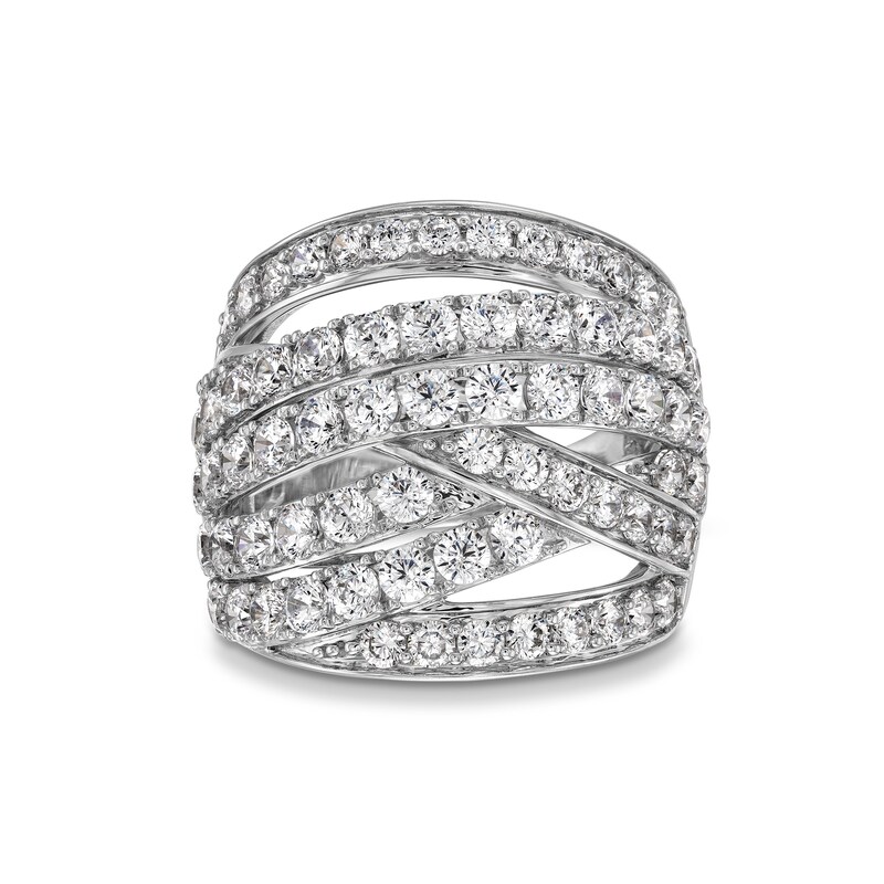 Main Image 4 of 3 CT. T.W. Certified Lab-Grown Diamond Multi-Row Crossover Ring in 14K White Gold (F/SI2)