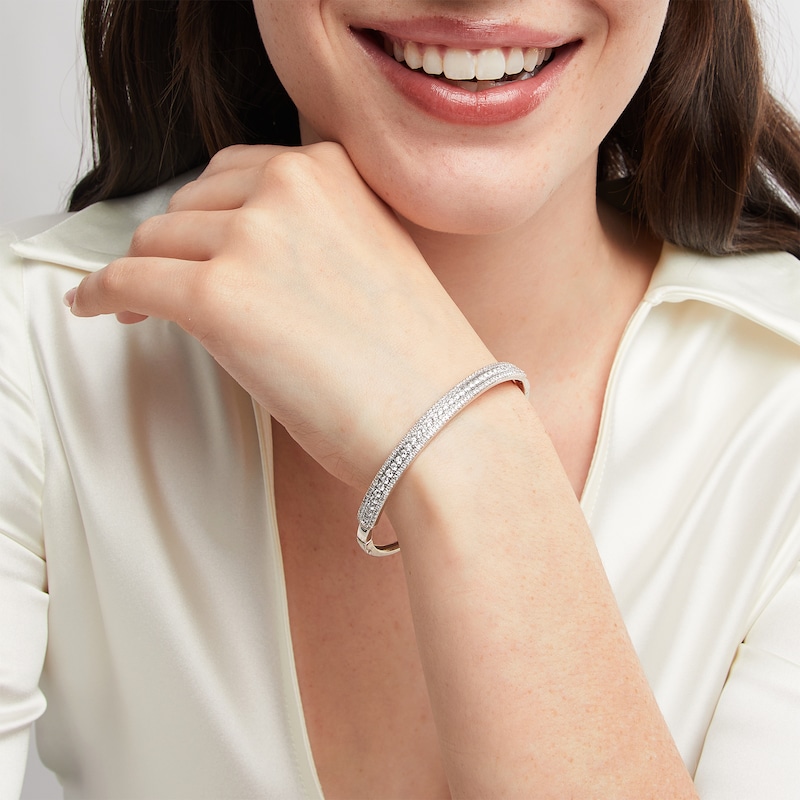 Main Image 2 of 2 CT. T.W. Certified Lab-Grown Diamond Triple Row Bangle in 14K White Gold (F/SI2)
