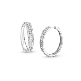 2 CT. T.W. Certified Lab-Grown Diamond Triple Row Hoop Earrings in 14K White Gold (F/SI2)