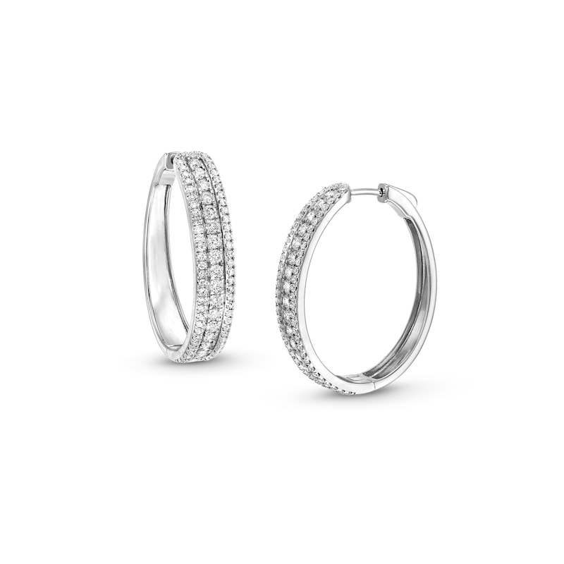 Main Image 1 of 2 CT. T.W. Certified Lab-Grown Diamond Triple Row Hoop Earrings in 14K White Gold (F/SI2)