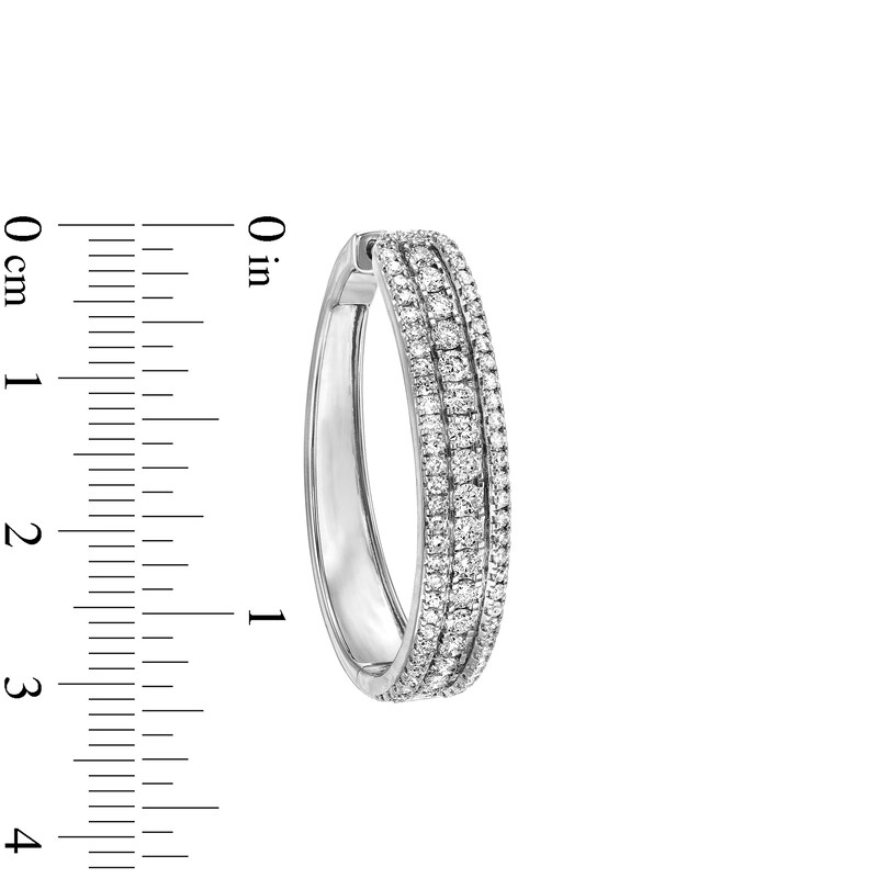 Main Image 3 of 2 CT. T.W. Certified Lab-Grown Diamond Triple Row Hoop Earrings in 14K White Gold (F/SI2)
