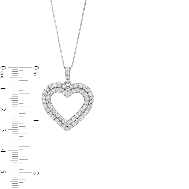 Main Image 4 of 2 CT. T.W. Certified Lab-Grown Diamond Double Row Open Heart Pendant in 14K White Gold (F/SI2)