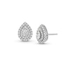 Thumbnail Image 1 of 1 CT. T.W. Certified Pear-Shaped Lab-Grown Diamond Double Frame Stud Earrings in 14K White Gold (F/SI2)