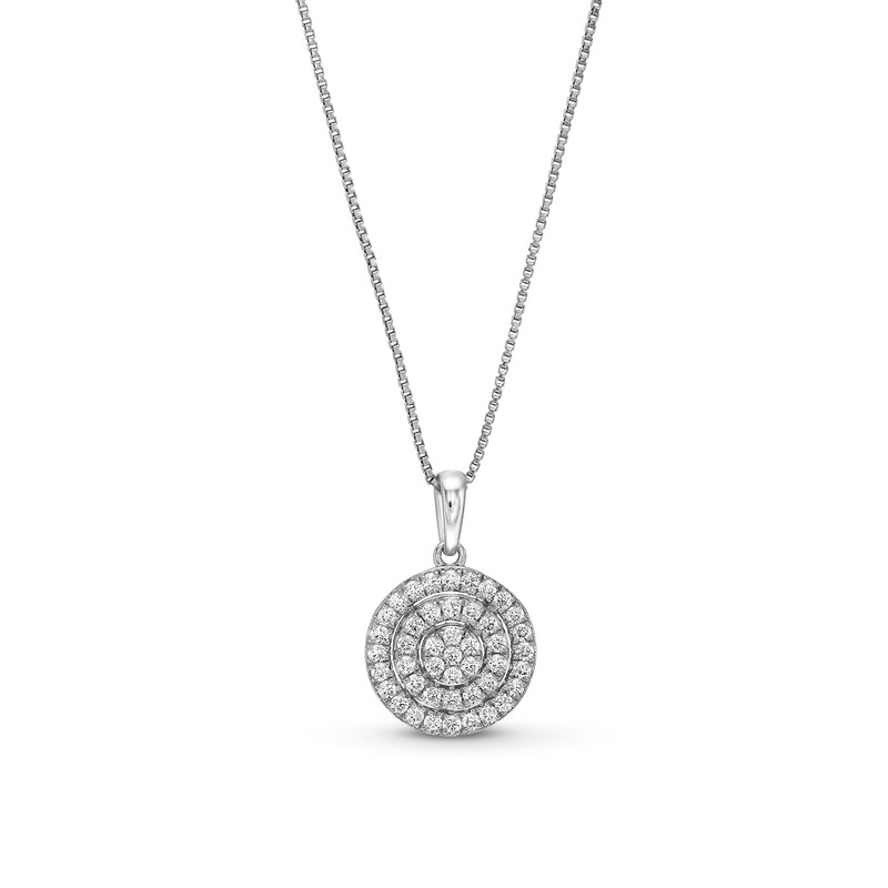Main Image 1 of 1/3 CT. T.W. Certified Lab-Grown Multi-Diamond Double Frame Pendant in 14K White Gold (F/SI2)