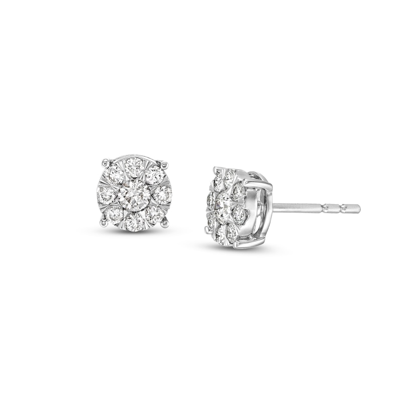 Main Image 1 of 1/2 CT. T.W. Certified Lab-Grown Multi-Diamond Stud Earrings in 14K White Gold (F/SI2)