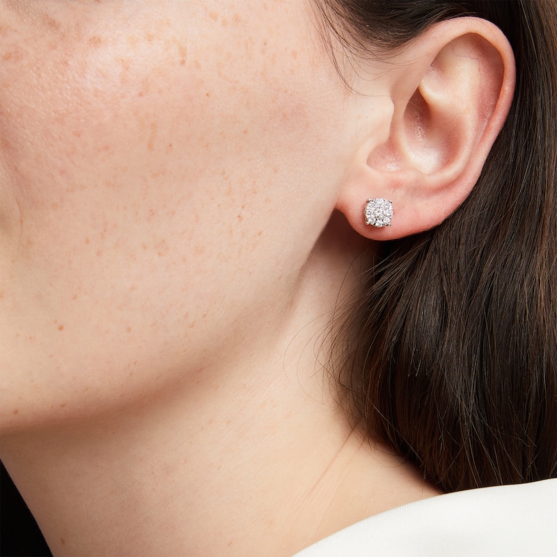 Main Image 2 of 1/2 CT. T.W. Certified Lab-Grown Multi-Diamond Stud Earrings in 14K White Gold (F/SI2)