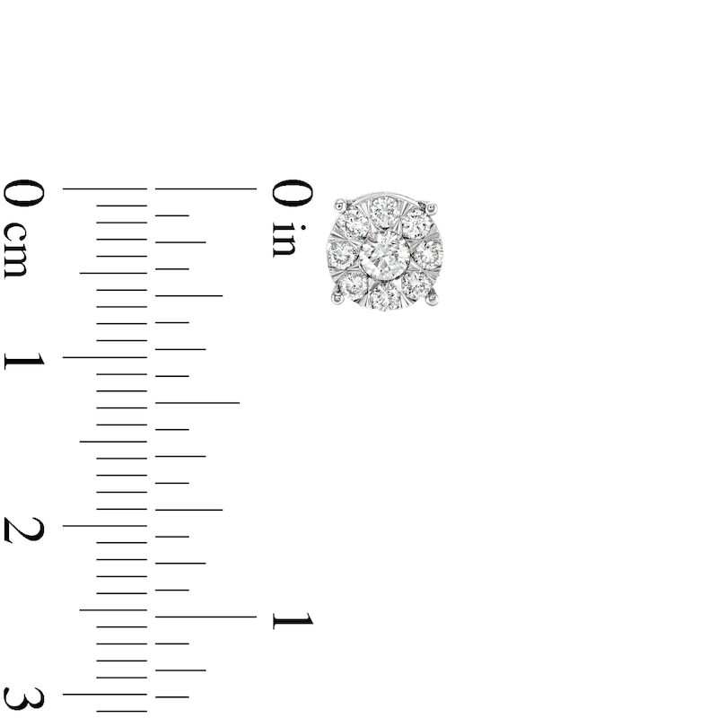 Main Image 3 of 1/2 CT. T.W. Certified Lab-Grown Multi-Diamond Stud Earrings in 14K White Gold (F/SI2)