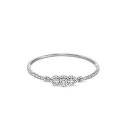 2 CT. T.W. Certified Lab-Created Diamond Three Stone Twist Frame Bangle in 14K White Gold (F/SI2) - 7.25&quot;