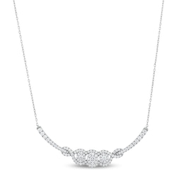 1-1/2 CT. T.W. Certified Lab-Grown Diamond Three Stone Twist Frame Necklace in 14K White Gold (F/SI2)