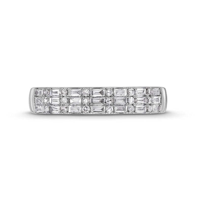 Main Image 4 of 3/8 CT. T.W. Certified Baguette and Round Lab-Grown Diamond Alternating Trios Band in 14K White Gold (F/SI2)