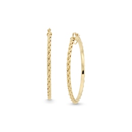 Hollow Rope-Textured Large Hoop Earrings in 14K Gold