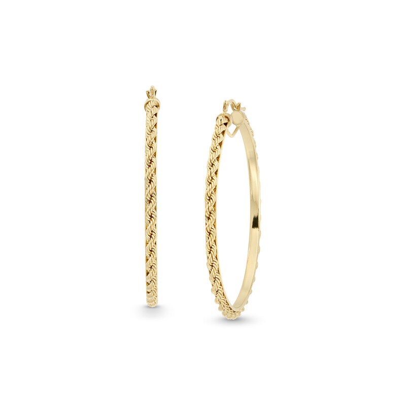 Main Image 1 of Hollow Rope-Textured Large Hoop Earrings in 14K Gold