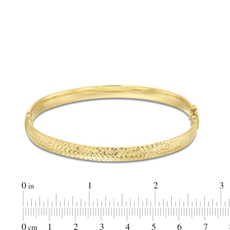 Hollow Diamond-Cut Bangle Bracelet in 14K Gold