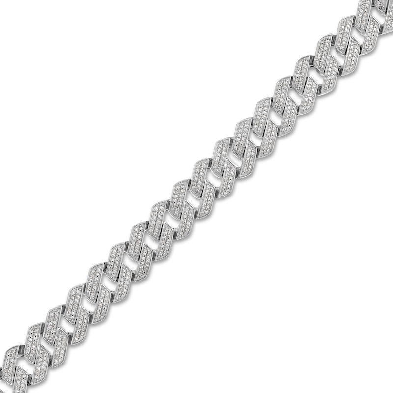 Main Image 1 of 2 CT. T.W. Diamond Squared Curb Chain Bracelet in 10K White Gold - 8.5"