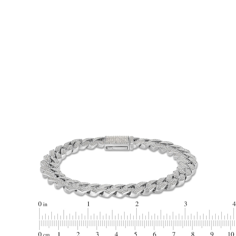 Main Image 3 of 2 CT. T.W. Diamond Squared Curb Chain Bracelet in 10K White Gold - 8.5"