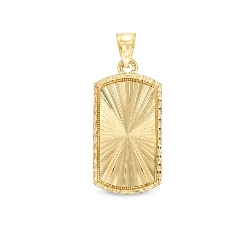 Main Image 1 of Diamond-Cut Starburst Dog Tag Necklace Charm in 10K Gold