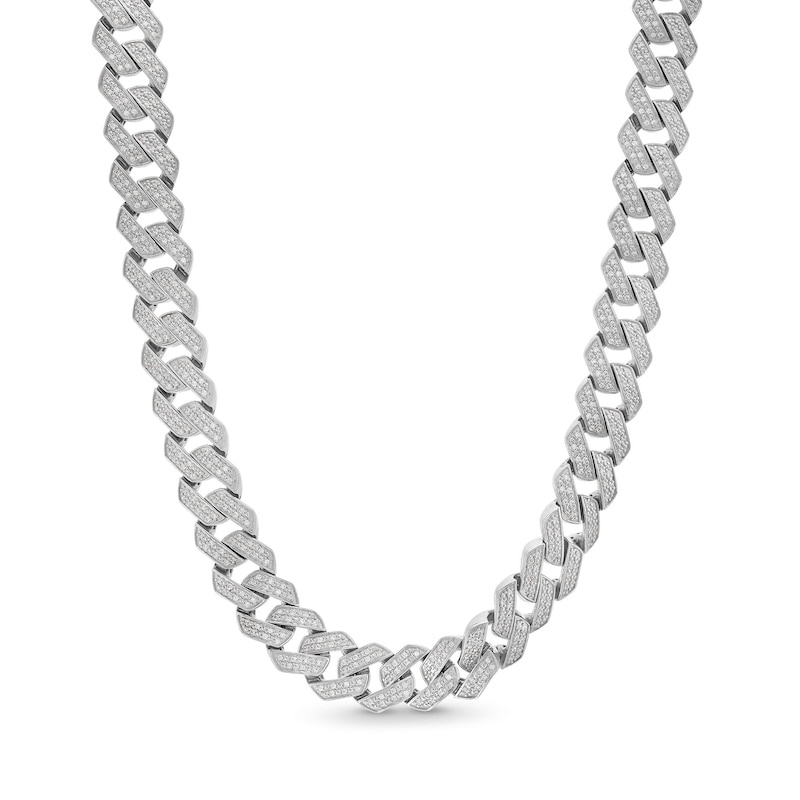 Main Image 1 of 4 CT. T.W. Diamond Squared Curb Chain Necklace in 10K White Gold - 22"
