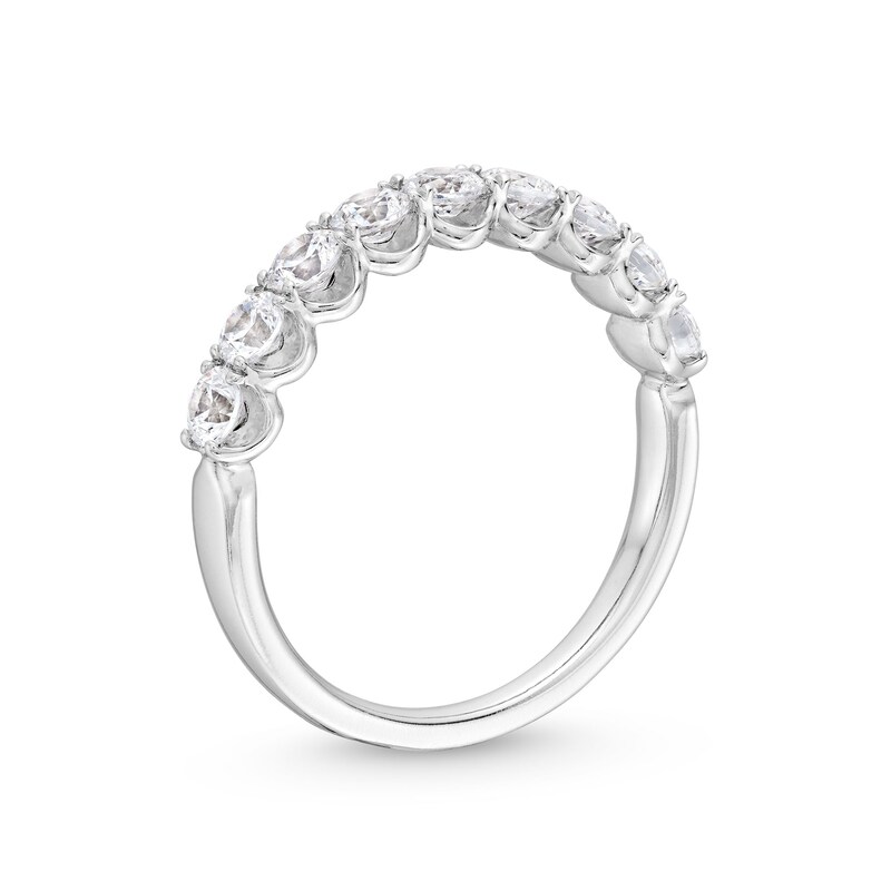 Main Image 3 of 1 CT. T.W. Diamond Nine Stone Scallop Edge Anniversary Band in 14K White Gold