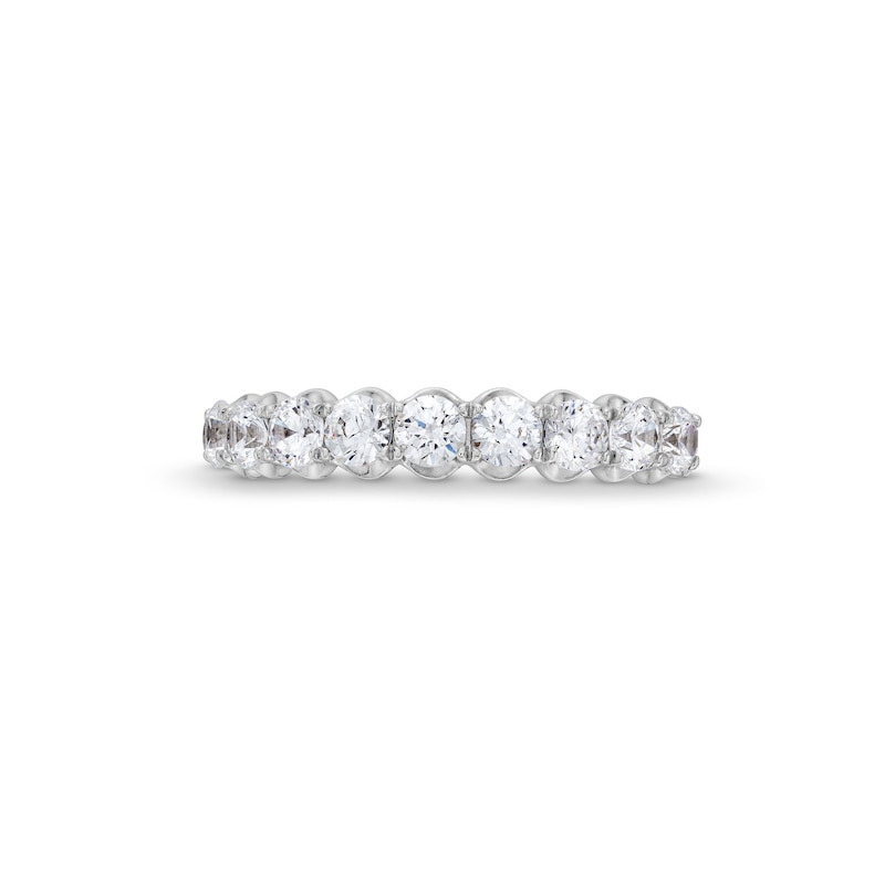 Main Image 4 of 1 CT. T.W. Diamond Nine Stone Scallop Edge Anniversary Band in 14K White Gold