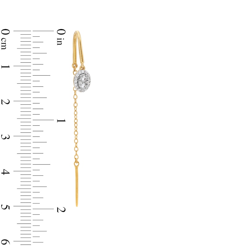 Main Image 3 of 1/6 CT. T.W. Oval Multi-Diamond Frame Threader Earrings in Sterling Silver with 14K Gold Plate